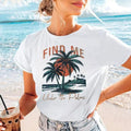 Retro US Vacation Palm Tree Women Short Sleeve Basic T-shirt